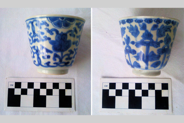Two Chinese porcelain cups. Wreck of the Fiery Dragon, Sainte Marie, Madagascar